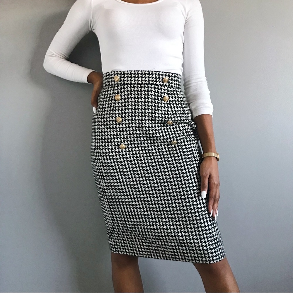 Midi Houndstooth Vintage Skirt 🖤